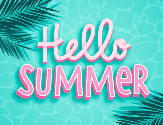 Free vector hand drawn hello summer lettering