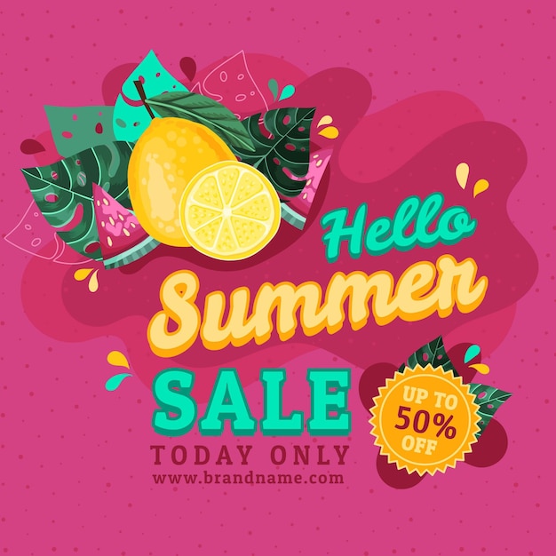 Free vector hand drawn hello summer sale illustration