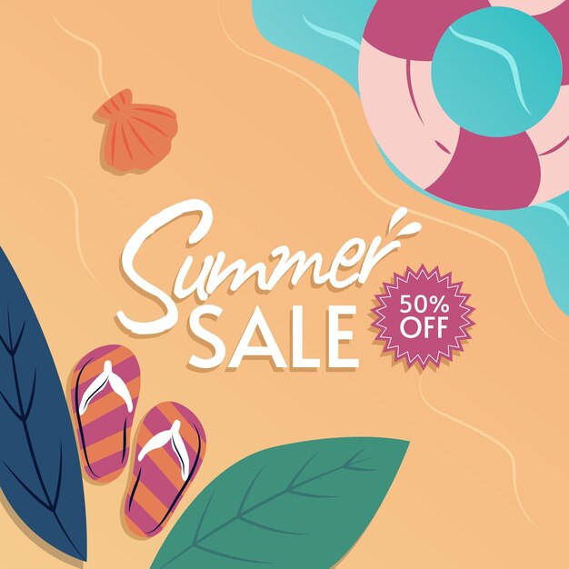 Hand drawn hello summer sale illustration