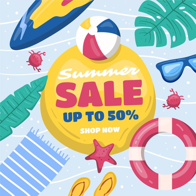 Hand drawn hello summer sale