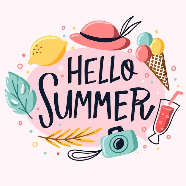 Free vector hand-drawn hello summer theme