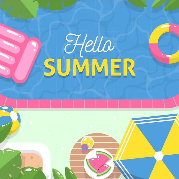 Hand-drawn hello summer