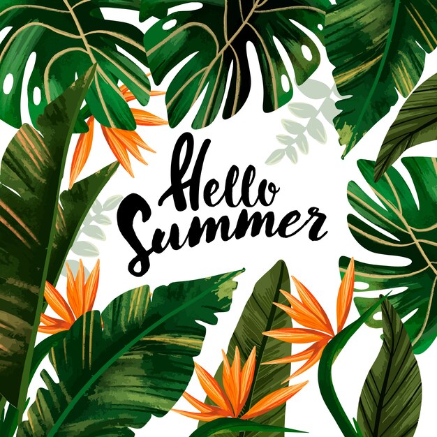 Free vector hand drawn hello summer