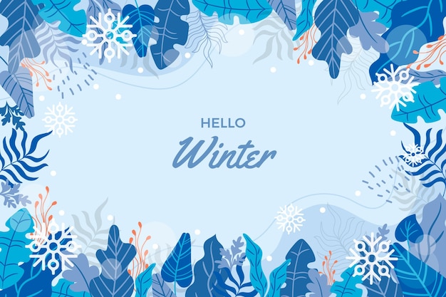 Hand drawn hello winter background