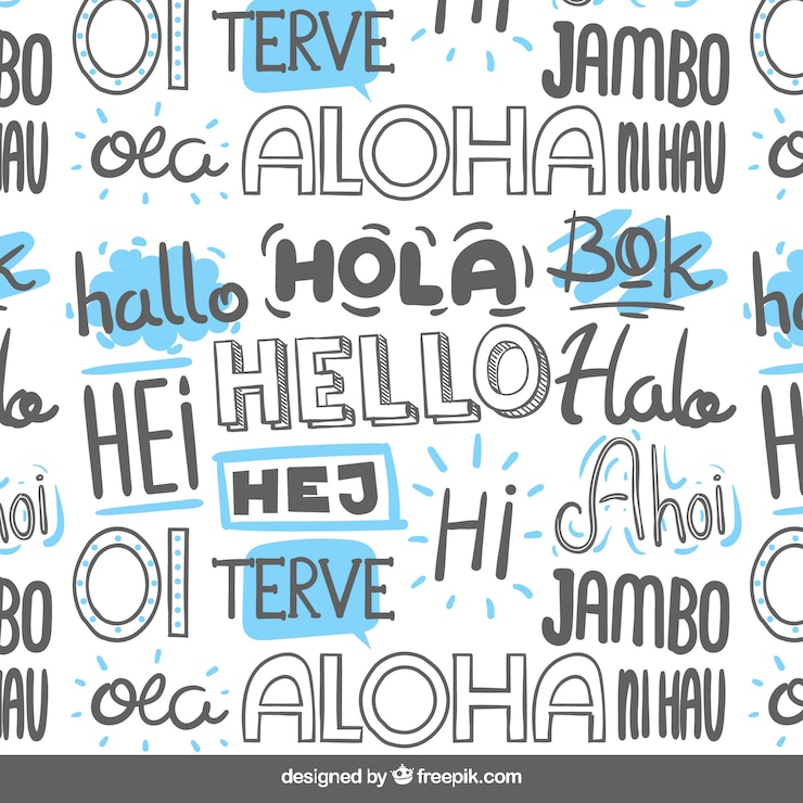 Free Vector hand drawn hello word pattern in different languages
