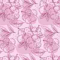 Free vector hand drawn hibiscus flower pattern