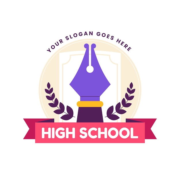 Бесплатное векторное изображение Ручной обращается дизайн логотипа средней школы