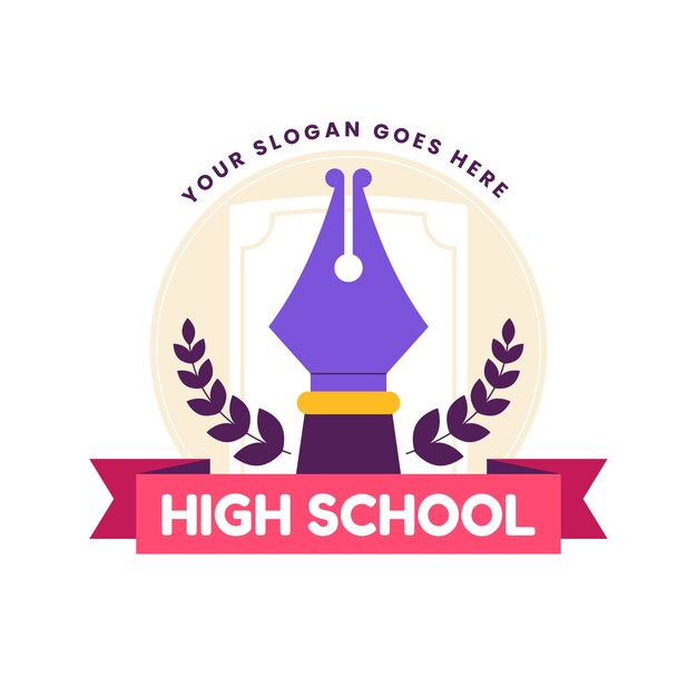 Ручной обращается дизайн логотипа средней школы