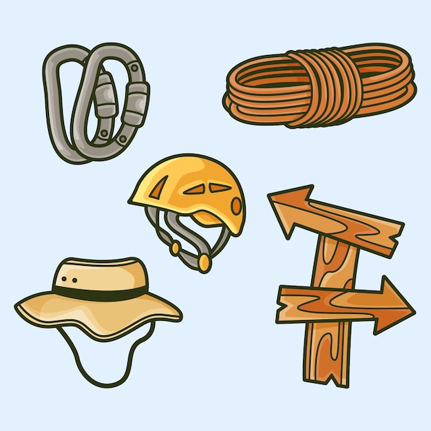 Free vector hand drawn hiking element set