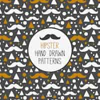 Free vector hand drawn hipster pattern with mustaches