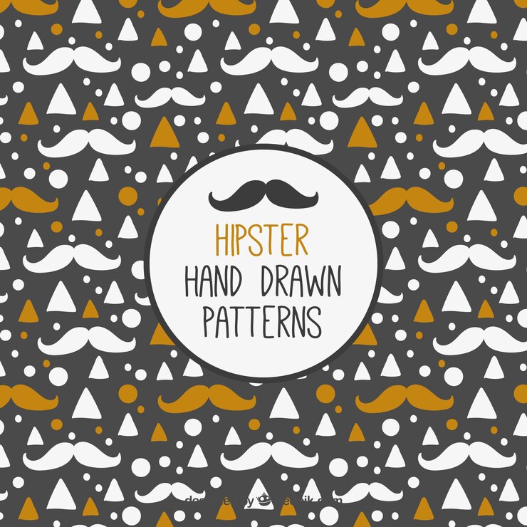 Free Vector hand drawn hipster pattern with mustaches