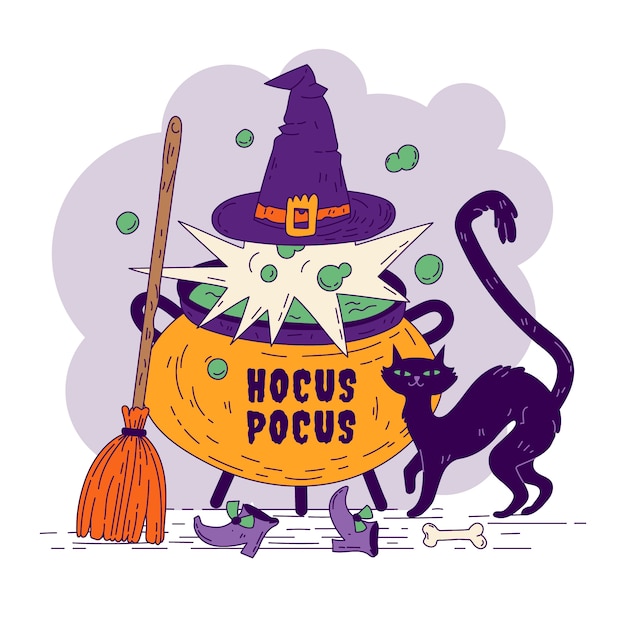 무료 벡터 손으로 그린 hocus pocus 그림