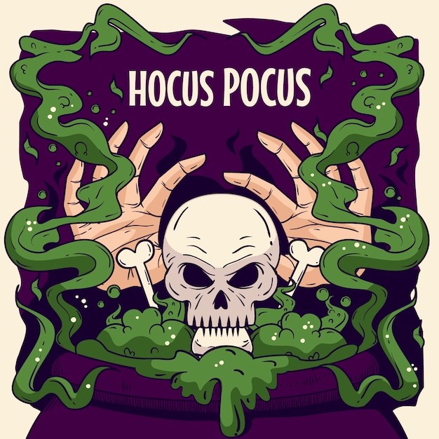 Vettore gratuito illustrazione disegnata a mano di hocus pocus