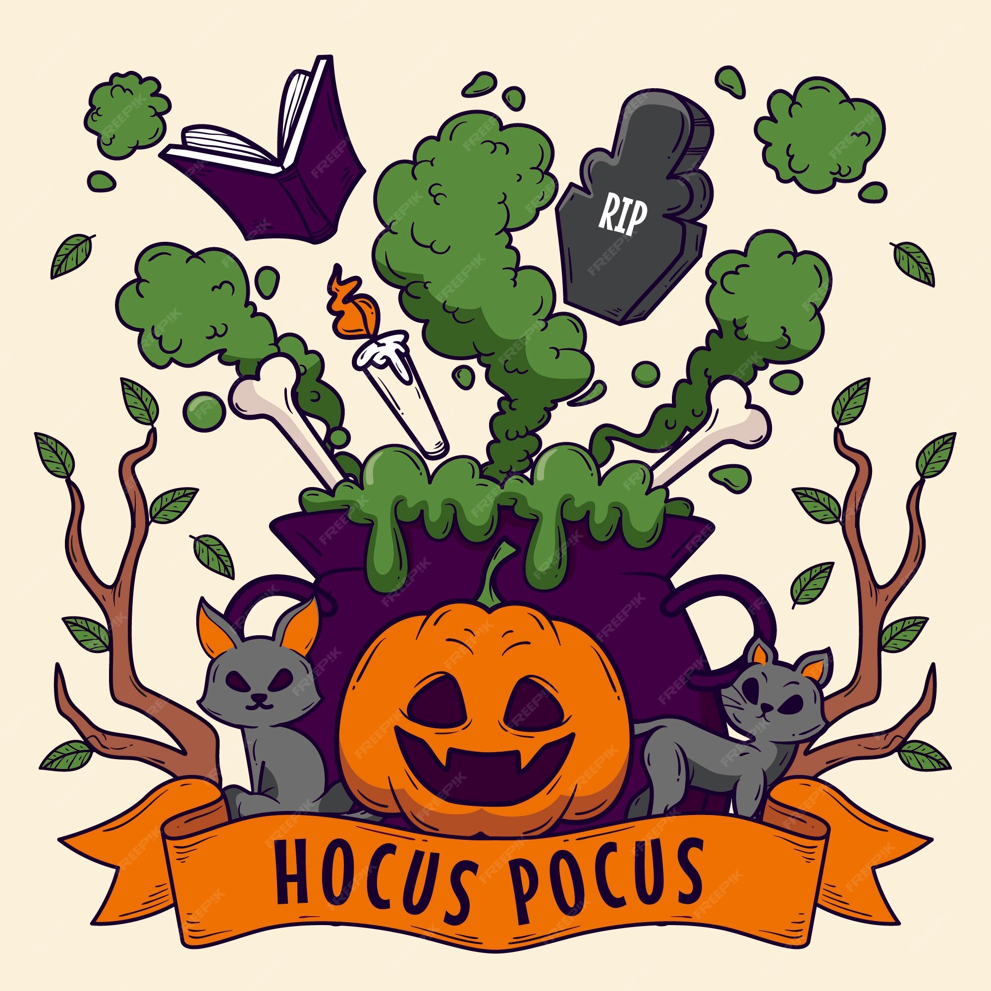 Free Vector | Hand drawn hocus pocus illustration