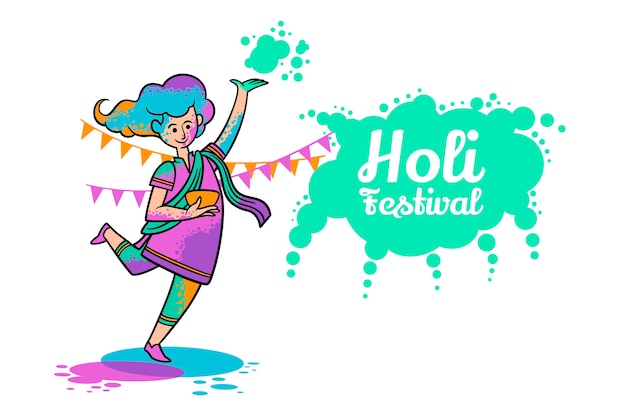 Hand drawn holi background