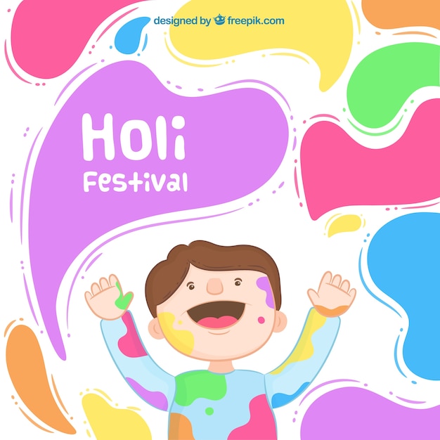 Fondo di festival di holi disegnato a mano