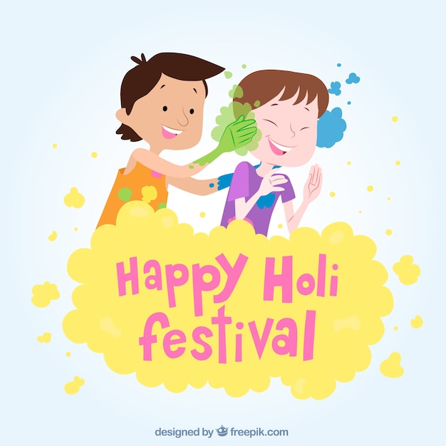 Vettore gratuito fondo di festival di holi disegnato a mano