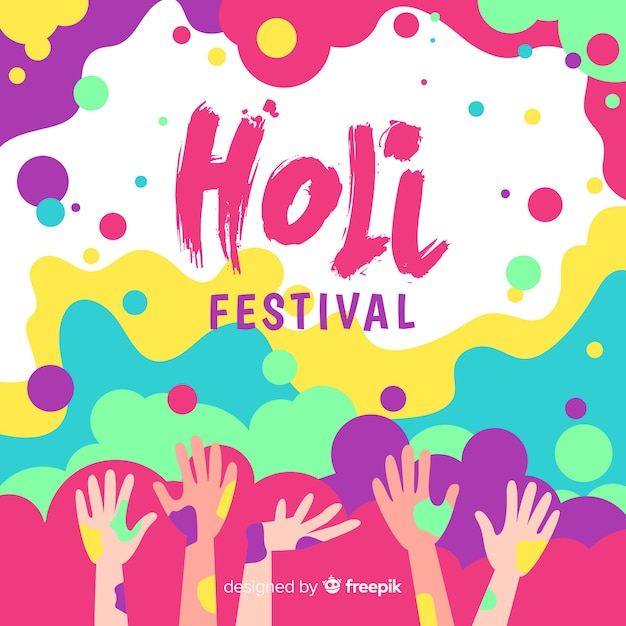 손으로 그린 holi 축제 배경