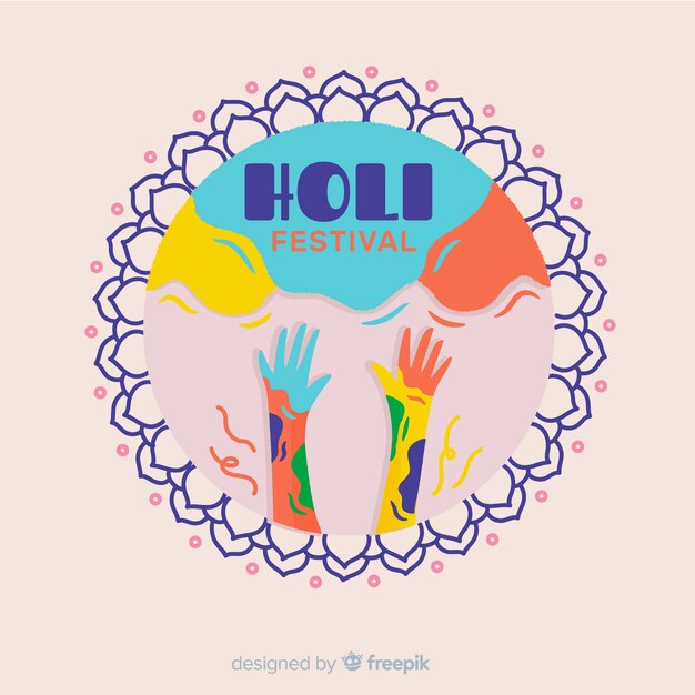 Vettore gratuito fondo di festival di holi disegnato a mano