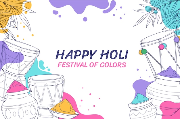 Free vector hand drawn holi festival celebration background