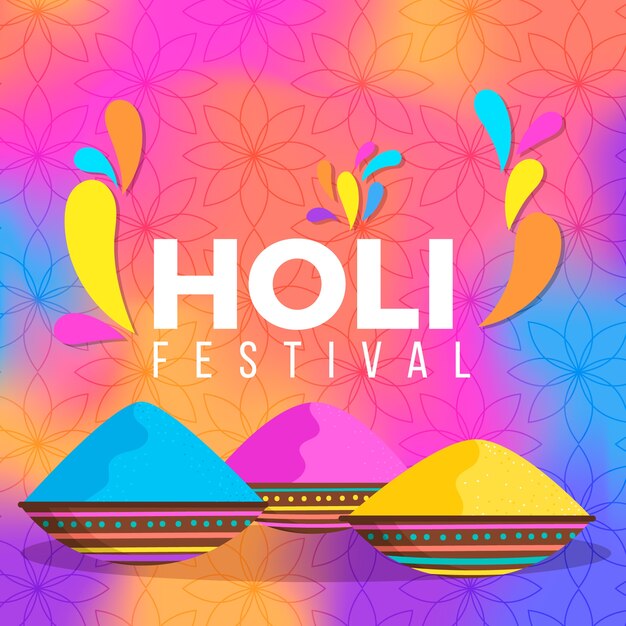 Hand-drawn holi festival celebration