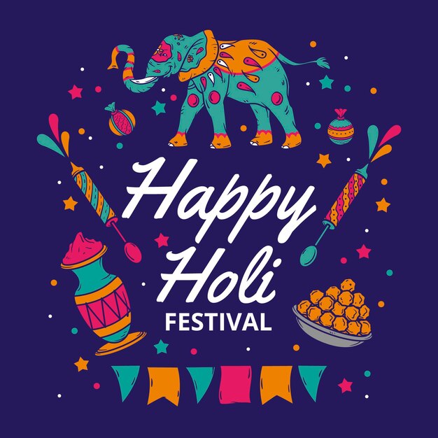 Celebrazione del festival di holi disegnato a mano