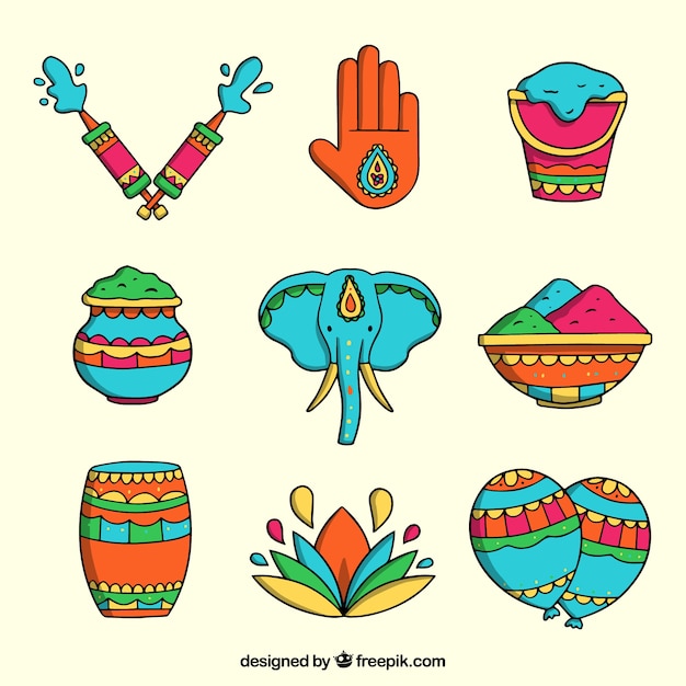 Free vector hand drawn holi festival collection