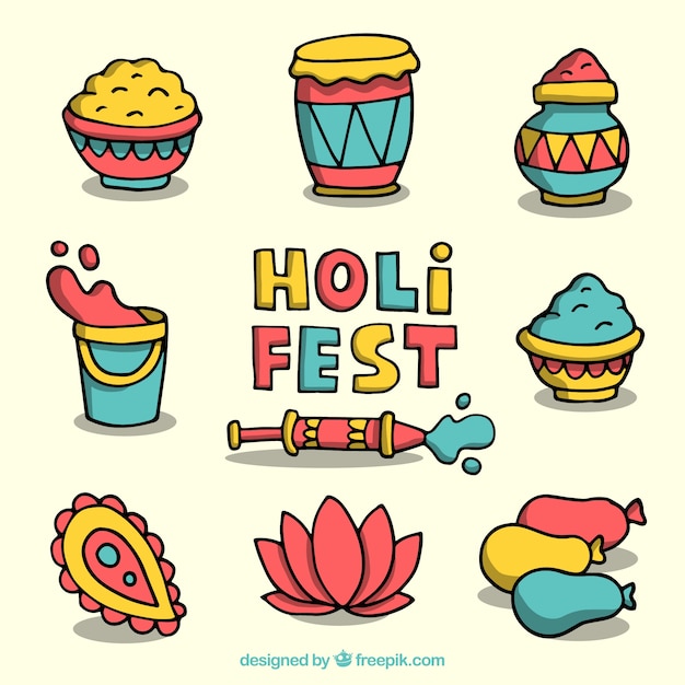 Free vector hand drawn holi festival collection