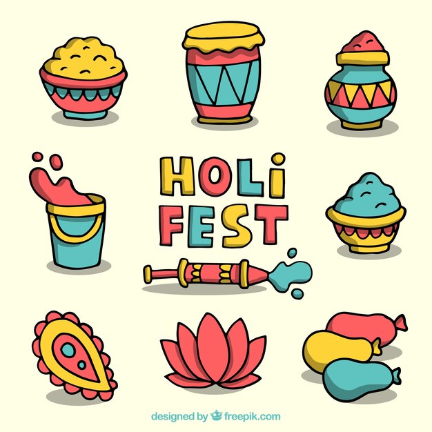 Free Vector hand drawn holi festival collection