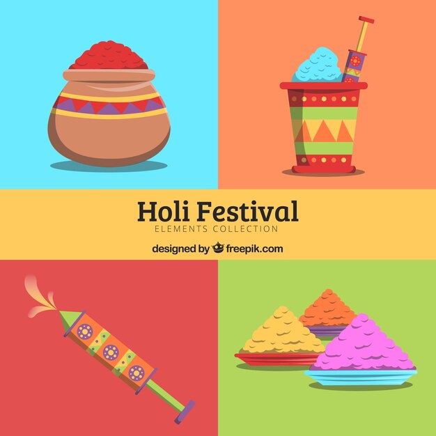 Free Vector hand drawn holi festival collection