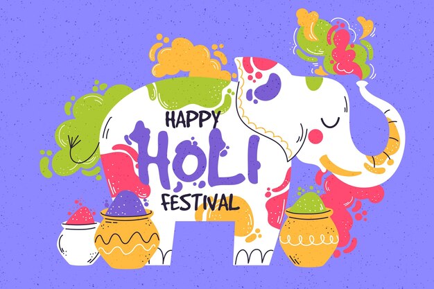 Hand drawn holi festival illustration