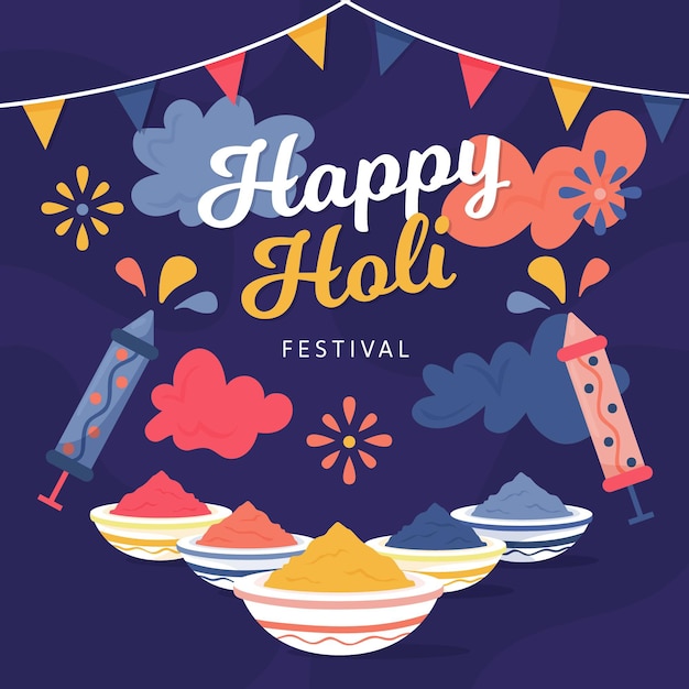 Free vector hand-drawn holi festival illustration