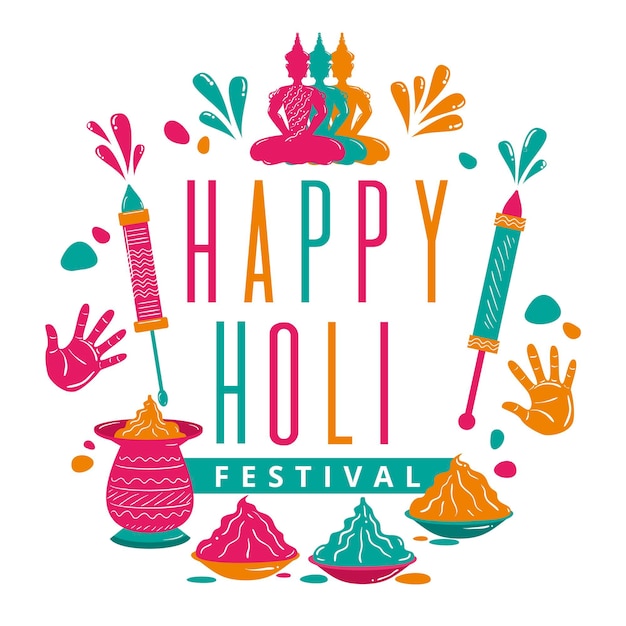 Illustrazione disegnata a mano del festival di holi