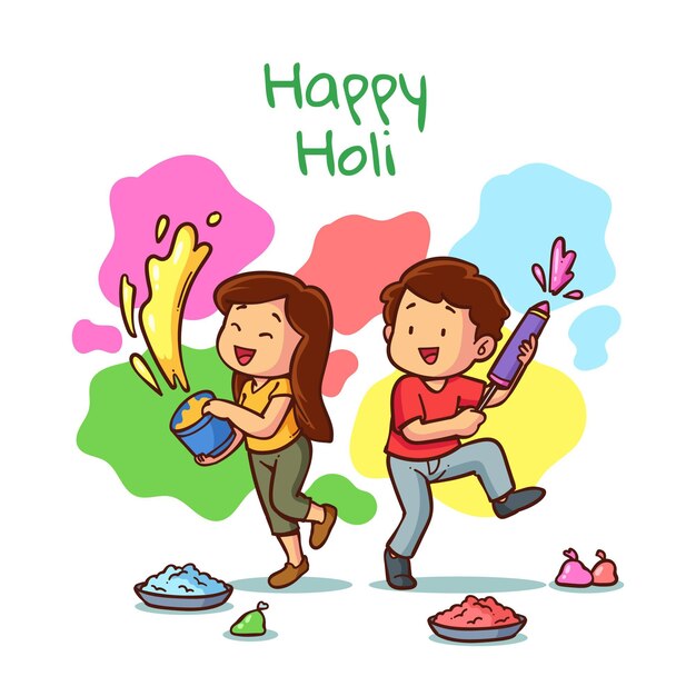 손으로 그린 Holi 축제 그림