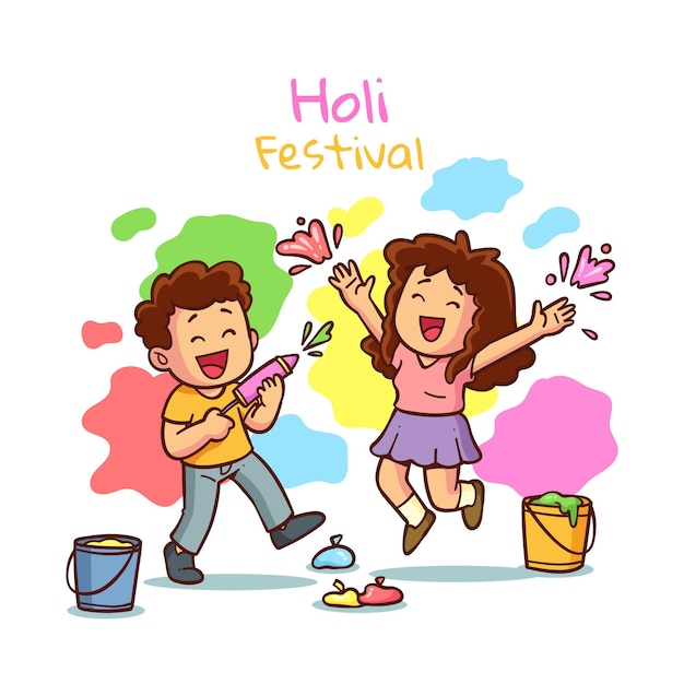 손으로 그린 Holi 축제 그림