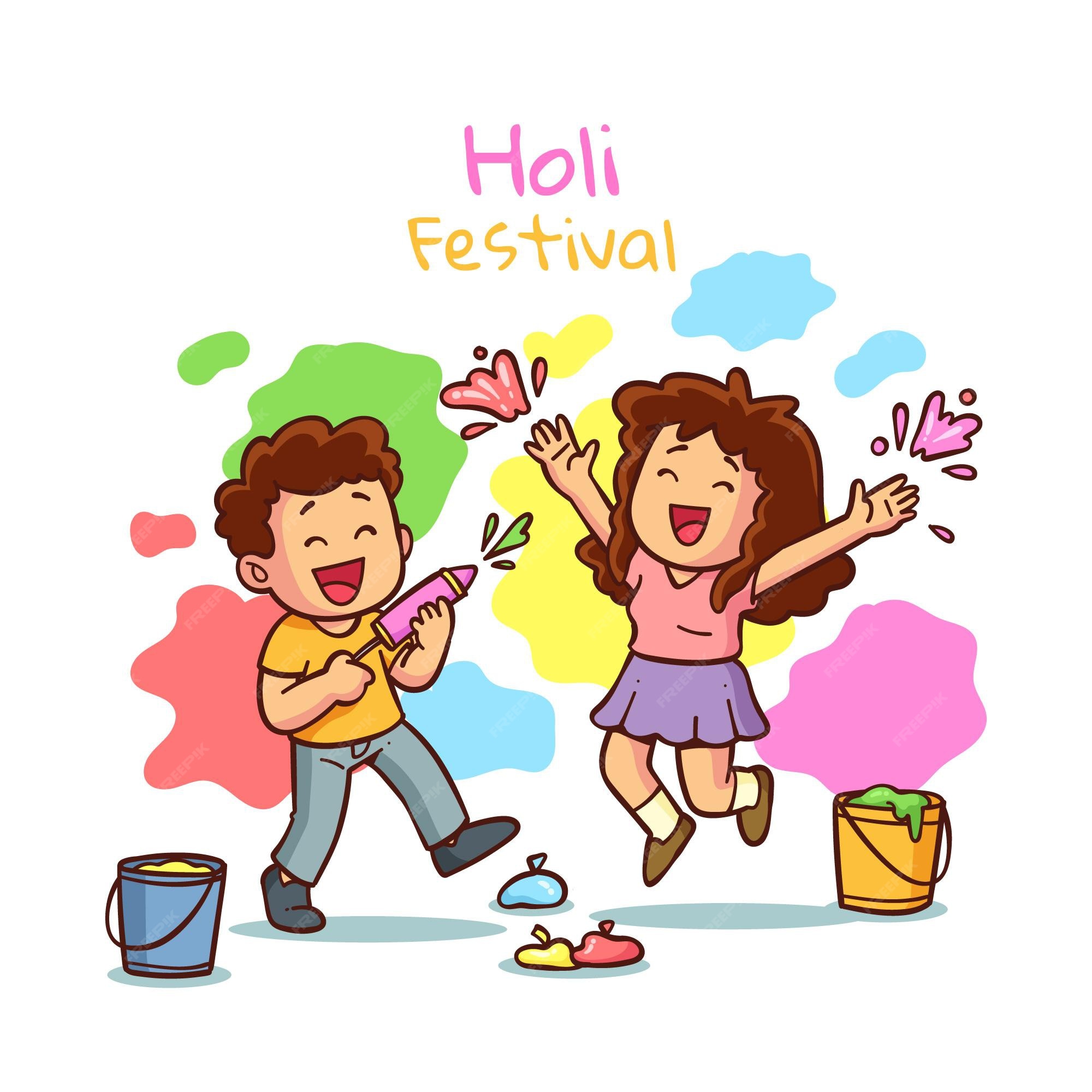 holi in cartoon