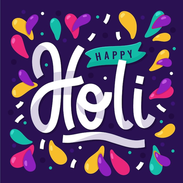 Hand drawn holi festival lettering