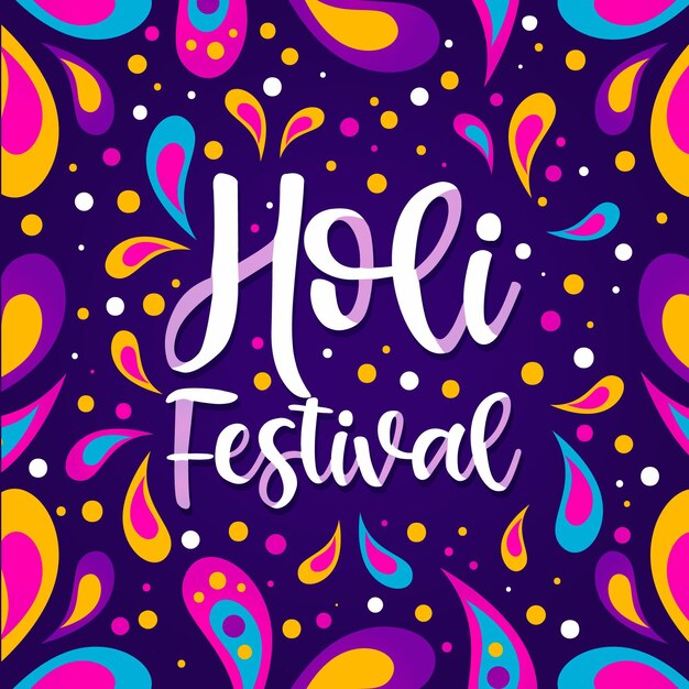 Hand drawn holi festival lettering