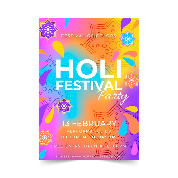 Free vector hand-drawn holi festival poster template