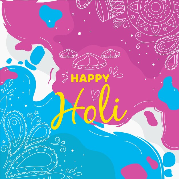 Hand-drawn holi festival theme