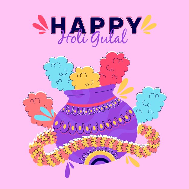 Free vector hand-drawn holi gulal theme