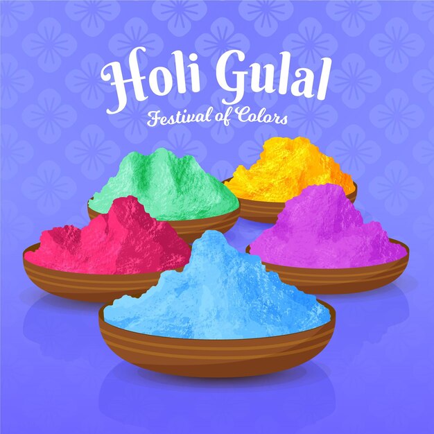 손으로 그린 holi gulal