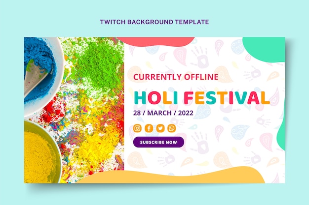 Hand drawn holi twitch background