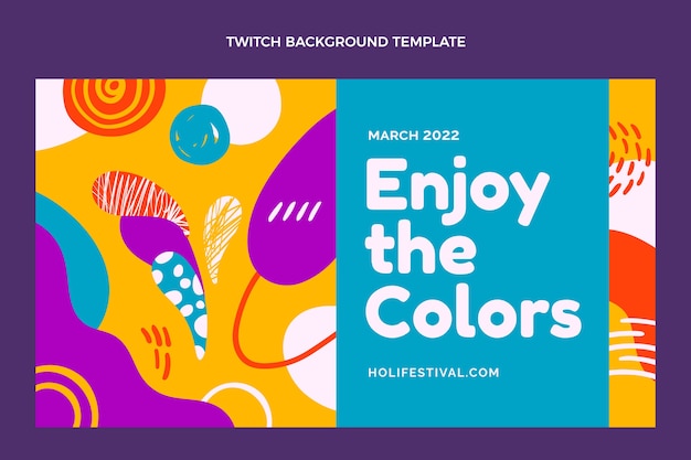 Free vector hand drawn holi twitch background