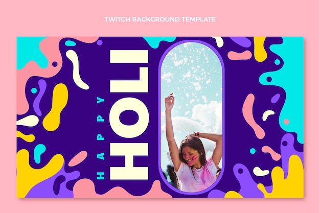 Vettore gratuito sfondo holi twitch disegnato a mano