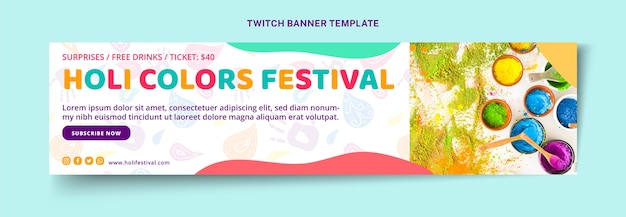 Hand drawn holi twitch banner