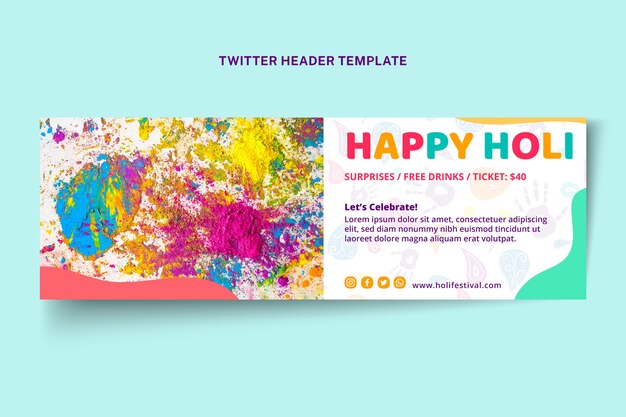 Hand drawn holi twitter header