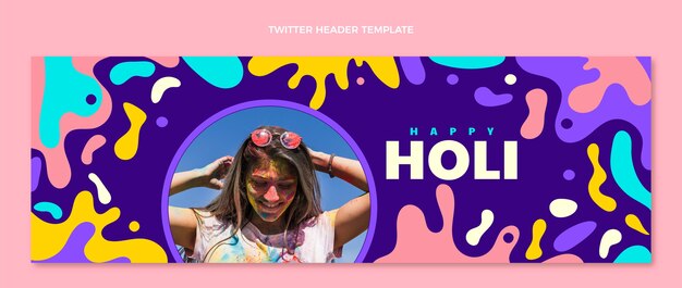 Hand drawn holi twitter header