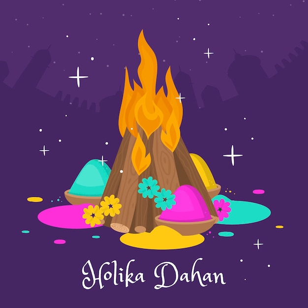 무료 벡터 손으로 그린 holika dahan