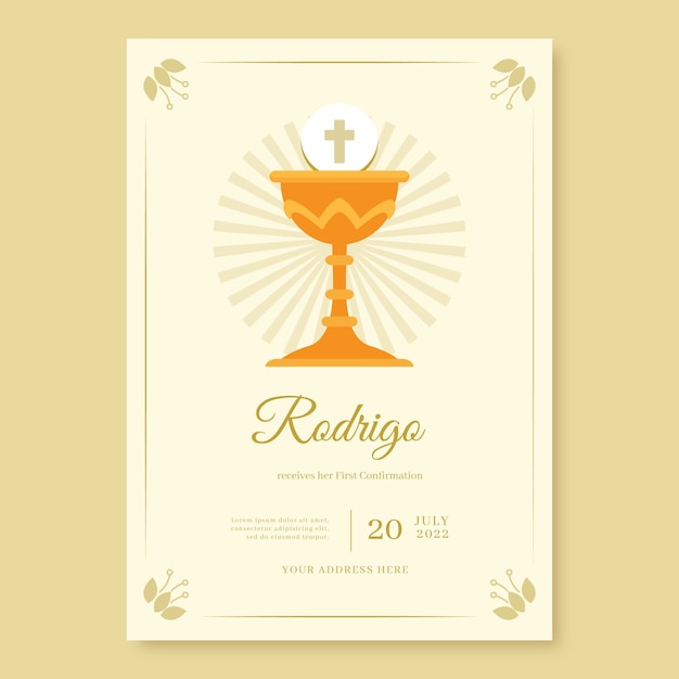 Free vector hand drawn holy confirmation invitation